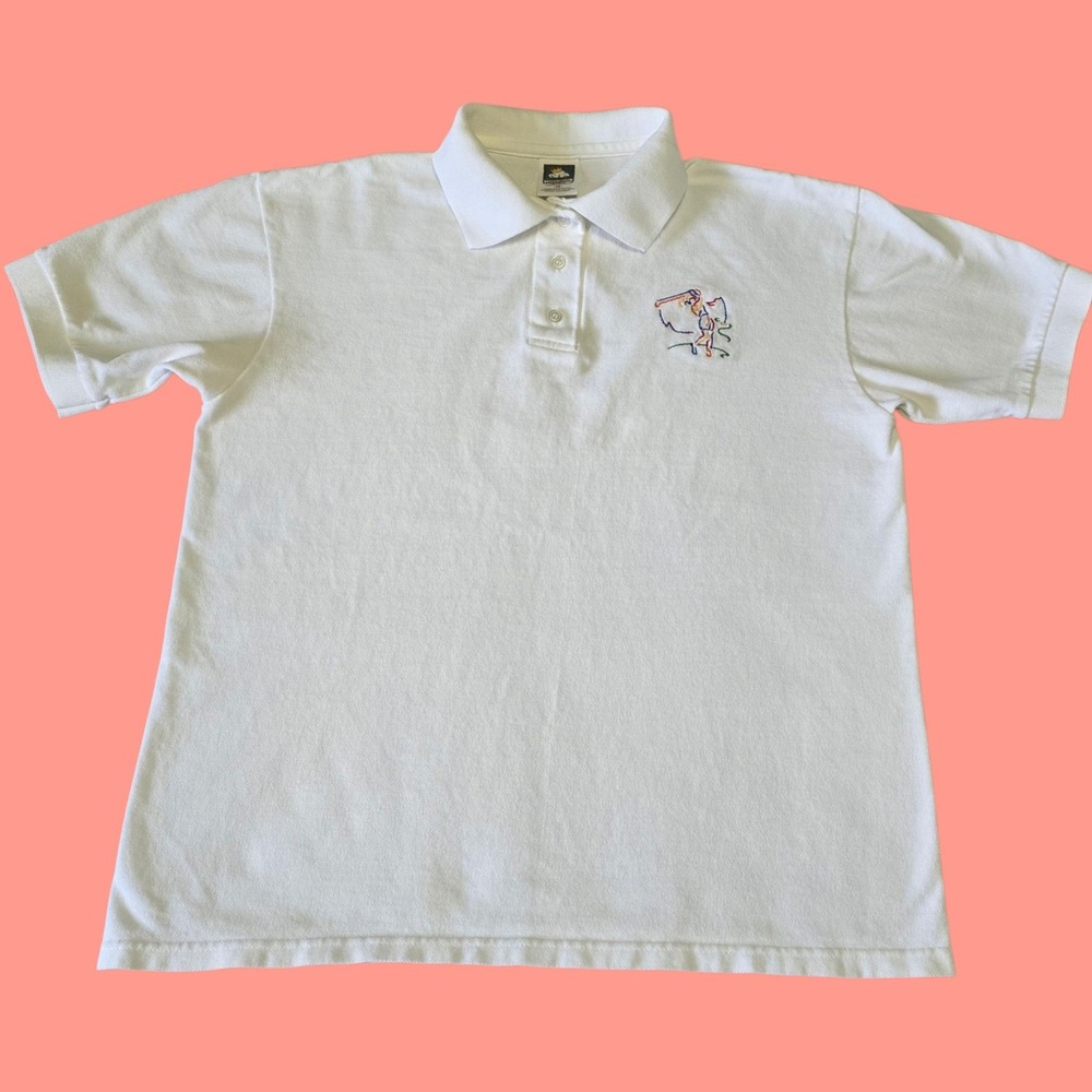 Cotton Deluxe Women's M White Golf Polo Shirt Vintage 90s Embroidered Golfer